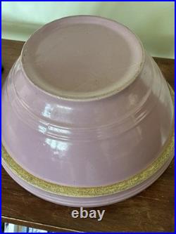Vintage Stoneware Yellow Ware Pottery Purple Lavender Lilac Mixing Bowl 11