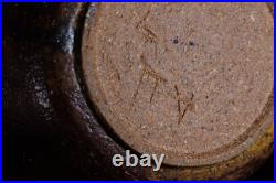 Vintage Studio Art Pottery Bowl Abstract Iron Brown Glaze Ceramic