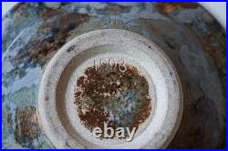 Vintage Studio Art Pottery Bowl Hand Thrown 1998 Artist Signed Drip Glaze