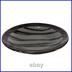 Vintage Studio Art Pottery Centerpiece Bowl 13 Organic Stripes Brown Taupe