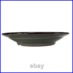 Vintage Studio Art Pottery Centerpiece Bowl 13 Organic Stripes Brown Taupe