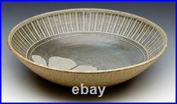 Vintage Studio Pottery Bowl With Stylised Tree Design Signed 20th C