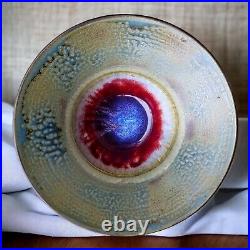 Vintage Studio Pottery Drip Glaze Centerpiece Bowl 12x6 Signed S. Pears 1992