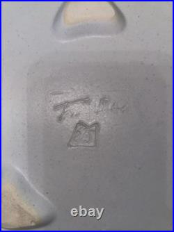 Vintage Studio Pottery Sculptural Bowl Applied Leaf Organic Modern Signed Art