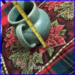 Vintage Studio Pottery Serving Bowl Signed BB Blue-Green Glaze Hand Thrown