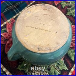 Vintage Studio Pottery Serving Bowl Signed BB Blue-Green Glaze Hand Thrown
