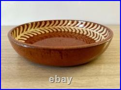 Vintage Swedish Studio Pottery Stoneware Bowl Fern Sgraffito Made Sweden 20