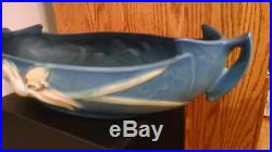 Vintage Teal Blue Roseville Pottery Zephyr Lily Centerpiece Bowl 479-14 C1946