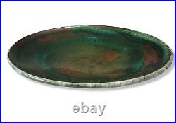 Vintage Tony Evans Raku Bowl Large Studio Art Pottery Rare Signed Ceramic 18