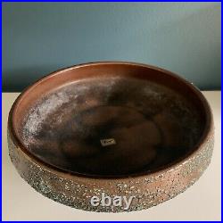 Vintage Toyo Ikebana Mid Century Modern Pottery Vase Sculpture Bowl Japan Brown
