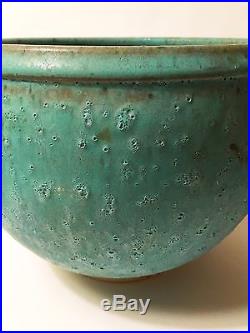 Vintage Turquoise Matte Glaze Studio Art Pottery Vase Bowl Signed RYALS