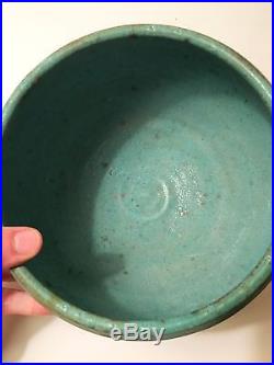 Vintage Turquoise Matte Glaze Studio Art Pottery Vase Bowl Signed RYALS