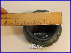 Vintage UNKNOWN ART POTTERY small JARDINIERE bowl melon shaped Blues Greens