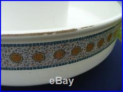 Vintage U & Cie SARREGUEMINES Large 2pc Wash Basin Bowl & Pitcher Blue Mosaic