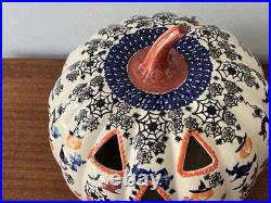 Vintage Unikat Kalich Polish Pottery Jack O Lantern Signed 11 x 10