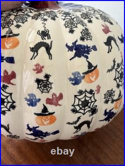 Vintage Unikat Kalich Polish Pottery Jack O Lantern Signed 11 x 10