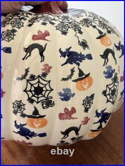 Vintage Unikat Kalich Polish Pottery Jack O Lantern Signed 11 x 10