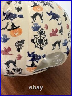 Vintage Unikat Kalich Polish Pottery Jack O Lantern Signed 11 x 10