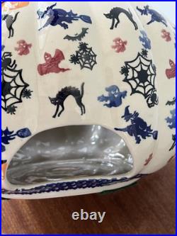 Vintage Unikat Kalich Polish Pottery Jack O Lantern Signed 11 x 10