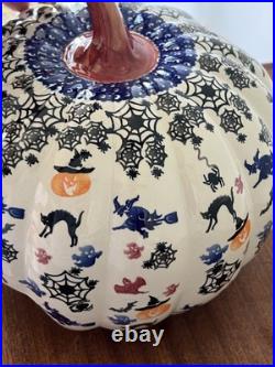 Vintage Unikat Kalich Polish Pottery Jack O Lantern Signed 11 x 10