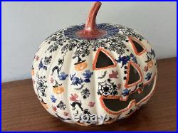 Vintage Unikat Kalich Polish Pottery Jack O Lantern Signed 11 x 10