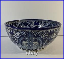 Vintage Uriarte Pottery Puebla Mexico Hand Crafted Bowl Bluebirds 11.5D EUC