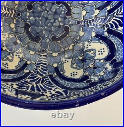 Vintage Uriarte Pottery Puebla Mexico Hand Crafted Bowl Bluebirds 11.5D EUC