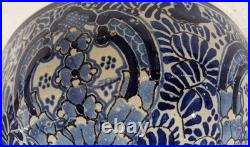 Vintage Uriarte Pottery Puebla Mexico Hand Crafted Bowl Bluebirds 11.5D EUC