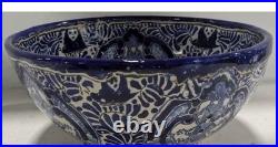 Vintage Uriarte Pottery Puebla Mexico Hand Crafted Bowl Bluebirds 11.5D EUC