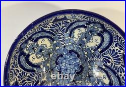 Vintage Uriarte Pottery Puebla Mexico Hand Crafted Bowl Bluebirds 11.5D EUC