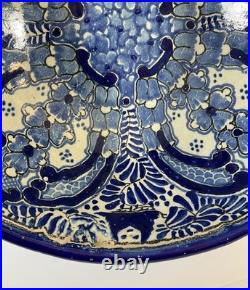 Vintage Uriarte Pottery Puebla Mexico Hand Crafted Bowl Bluebirds 11.5D EUC