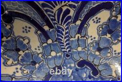 Vintage Uriarte Pottery Puebla Mexico Hand Crafted Bowl Bluebirds 11.5D EUC