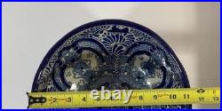Vintage Uriarte Pottery Puebla Mexico Hand Crafted Bowl Bluebirds 11.5D EUC
