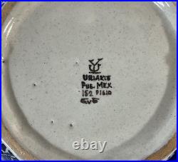 Vintage Uriarte Pottery Puebla Mexico Hand Crafted Bowl Bluebirds 11.5D EUC