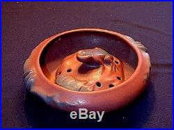 Vintage Van Briggle Art Pottery Mulberry Bowl With Flower Frog