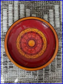 Vintage Vibrant Red Matching Vase and Plate Aldo Londi for Bitossi MCM Signed