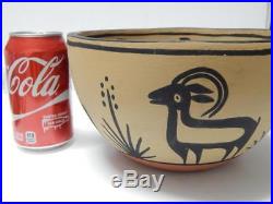 Vintage Vidal Aguilar Santo Domingo Indian Pot Deep Pictorial Pottery Bowl