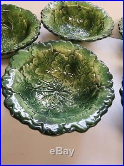 Vintage Vietri Foglia Italy Majolica Pottery Lettuce Leaf Bowls set of 6