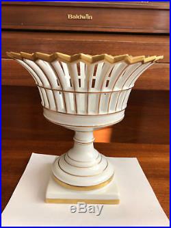 Vintage Vista Alegre Portugal White Gilded Porcelain Reticulated Footed Bowl