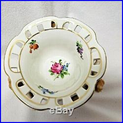 Vintage Von Schierholz Porcelain Bowl withGold Trim Held up by Three Cherubs
