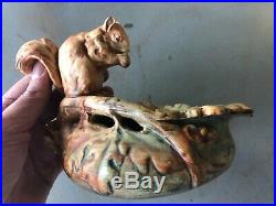 Vintage WELLER ART POTTERY Woodcraft Squirrel on Bowl Leaves GOROGEOUS