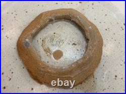 Vintage Walker Studio Pottery Ceramic Bowl Geometric Carved Earth Tone Glaze 10