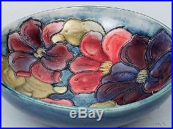 Vintage Walter Moorcroft Pottery 8 Clematis Bowl 2 Tone Blue W Initials PT