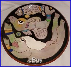 Vintage Washington Ledesma Hand Painted Pottery Art Bowl 8