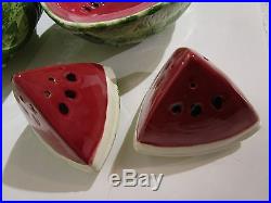 Vintage Watermelon Serving SET of 12 Bowls Tray Salt & Pepper Fruit Melon Dish