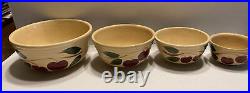 Vintage Watt Four Leaf Double Apple Ribbed Bowls Set Of Four #04 05 O6 07