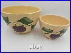 Vintage Watt Pottery Apple 3-Leaf #65 8.5 and #63 6 Mixing Bowl Made in USA