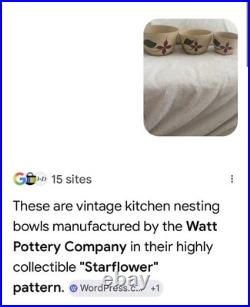 Vintage Watt Pottery Starflower Pattern Nesting Mixing Bowls Set of 3