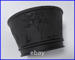 Vintage Wedgwood Black Basalt Bowl / Posy Vase Classical Scene
