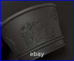 Vintage Wedgwood Black Basalt Bowl / Posy Vase Classical Scene